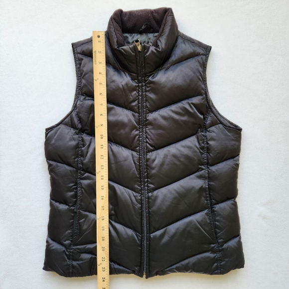 Goose Down Vest Quilted Puffer Black Fall Winter Outdoors Cabincore Warm Medium - Picture 10 of 14
